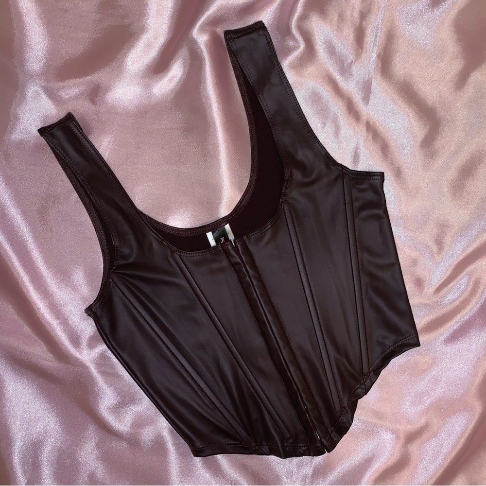 Faux leather corset top